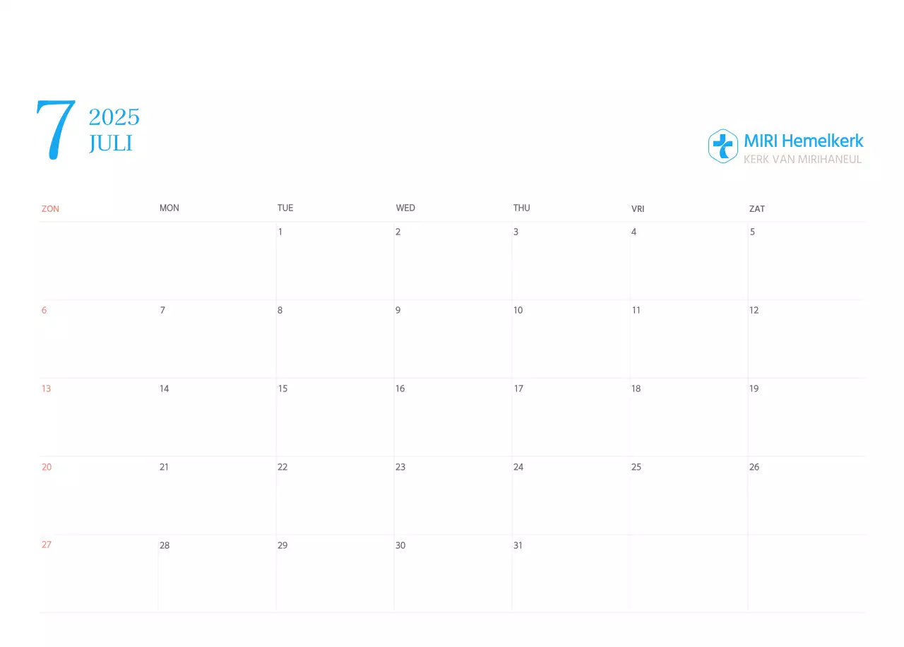 Blauw modern concept kerkkalender