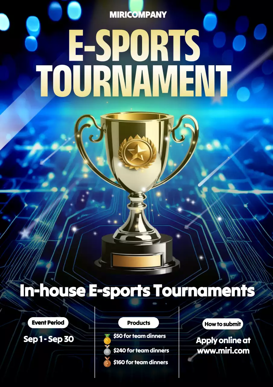 Blue Modern E-Sports Promotion Poster