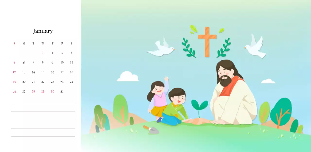 Warm colorsChurches with cute illustrations