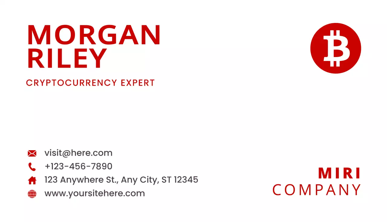 Red Modern Cryptocurrency Business Card