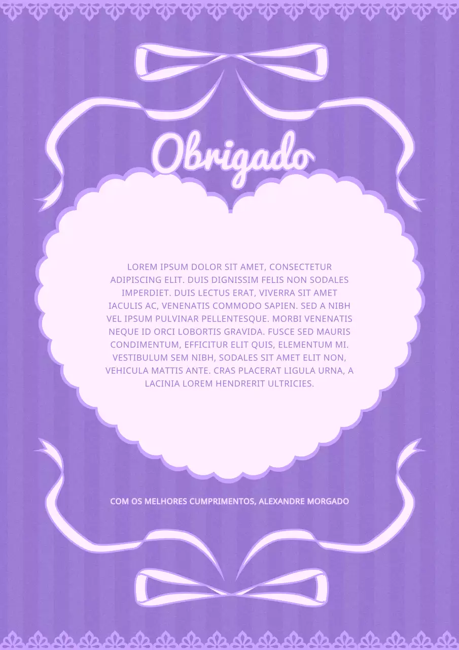 cartão de agradecimento antigo roxo
