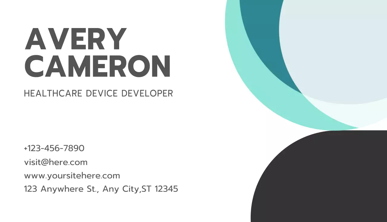 Teal Modern Healthcare Business Card