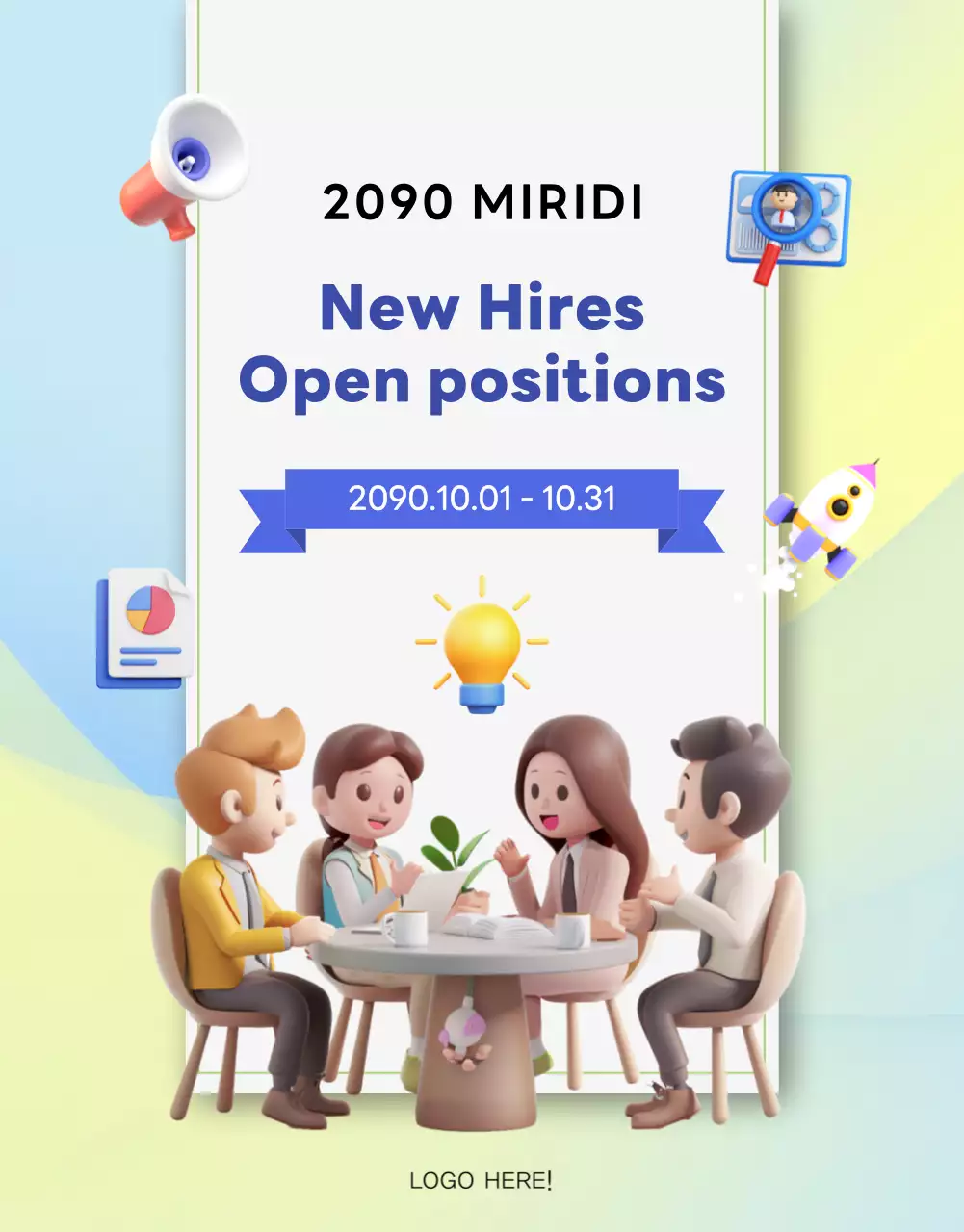 Blue Modern Recruitment Announcement Poster