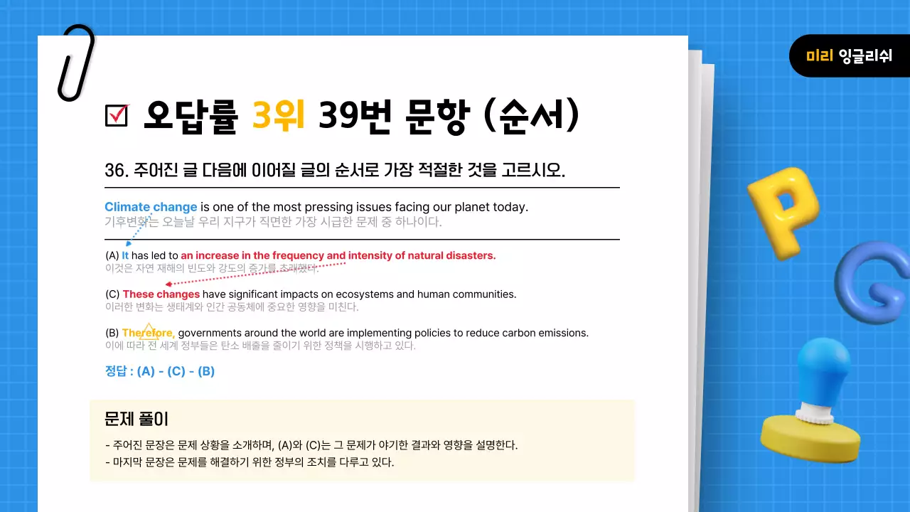 파랑과 노랑의 강조된 모의고사 해설 강의자료