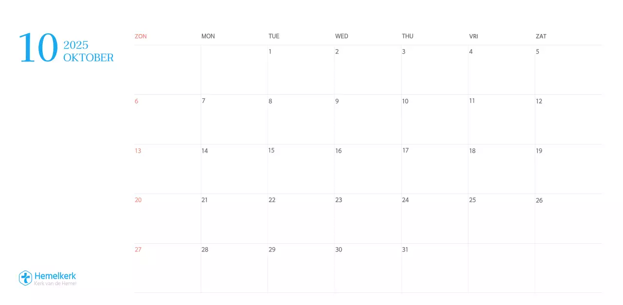 Blauw modern concept kerkkalender