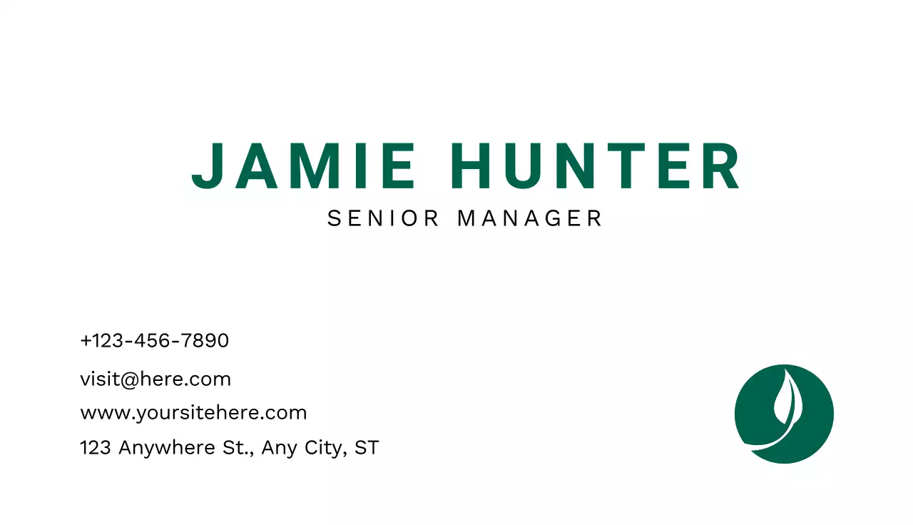 Green Minimalist Business Card