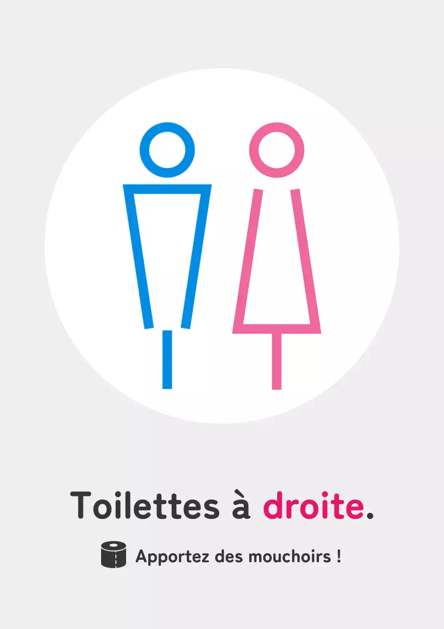Un simple billet guide sur les toilettes bleues et roses