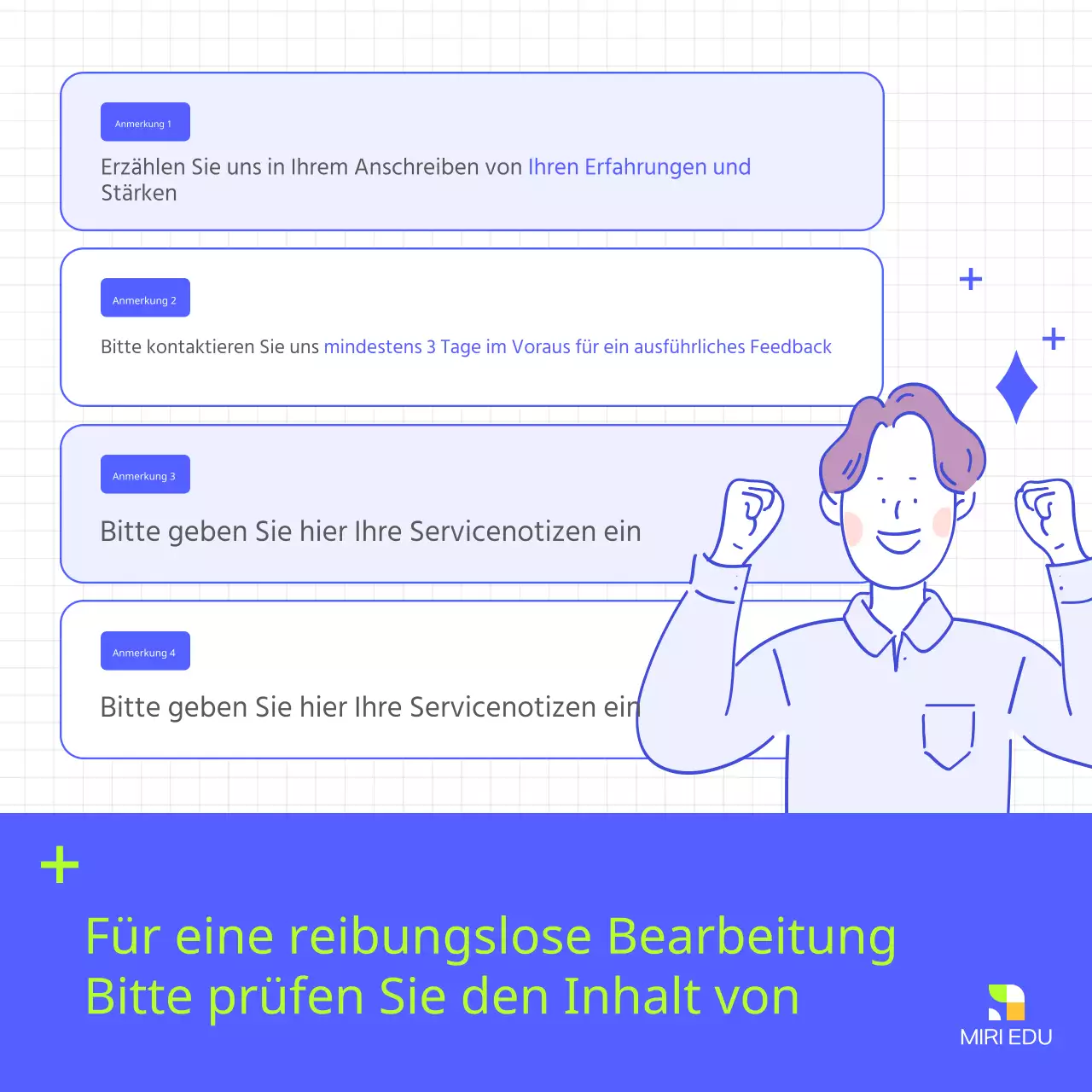 Moderne Schulungsmaterialien für die Berufsvorbereitung in blauen und fluoreszierenden Farben