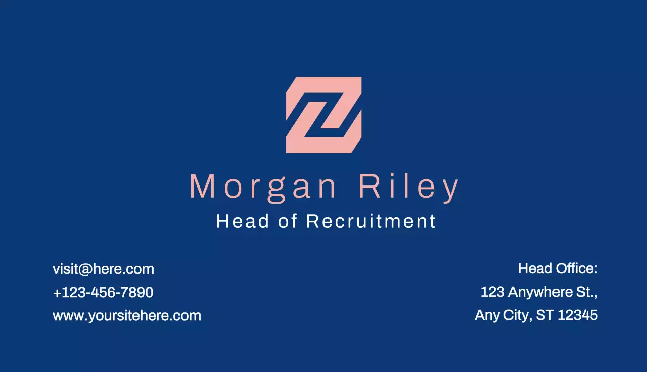 Blue Modern Recruitment Business Card