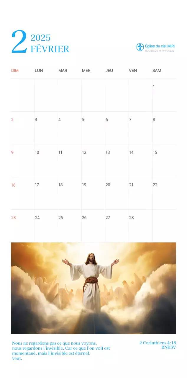 Calendrier d'église moderne bleu