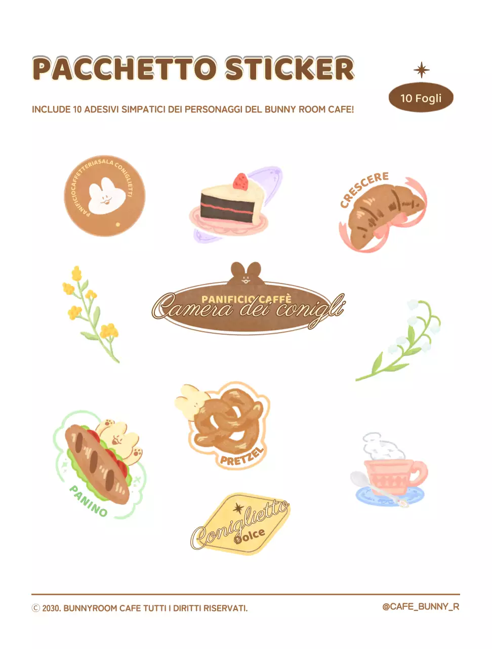 Illustrazione a matita colorata e carina di una panetteria, pacchetto di adesivi per il wallpaper