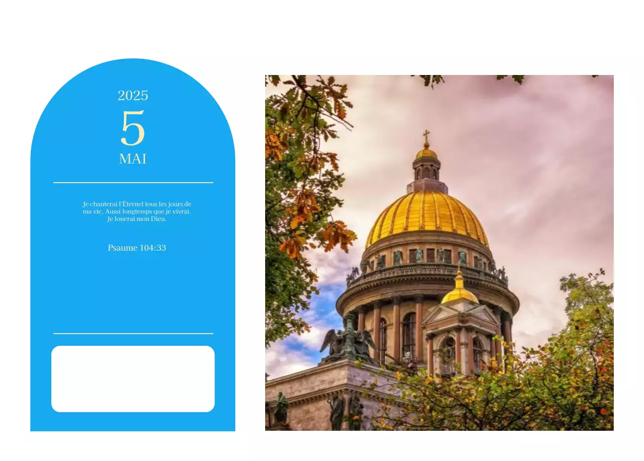 Calendrier d'église moderne bleu