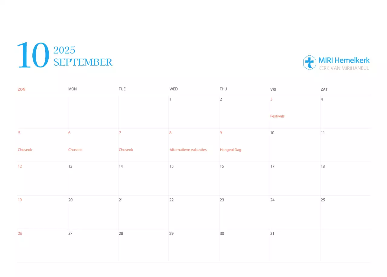 Blauw modern concept kerkkalender