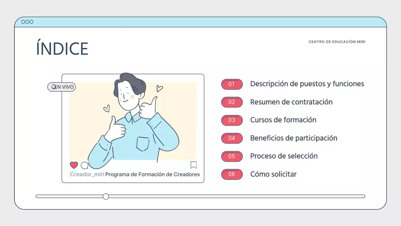 Sencilla guía de formación de creadores en blanco y azul claro