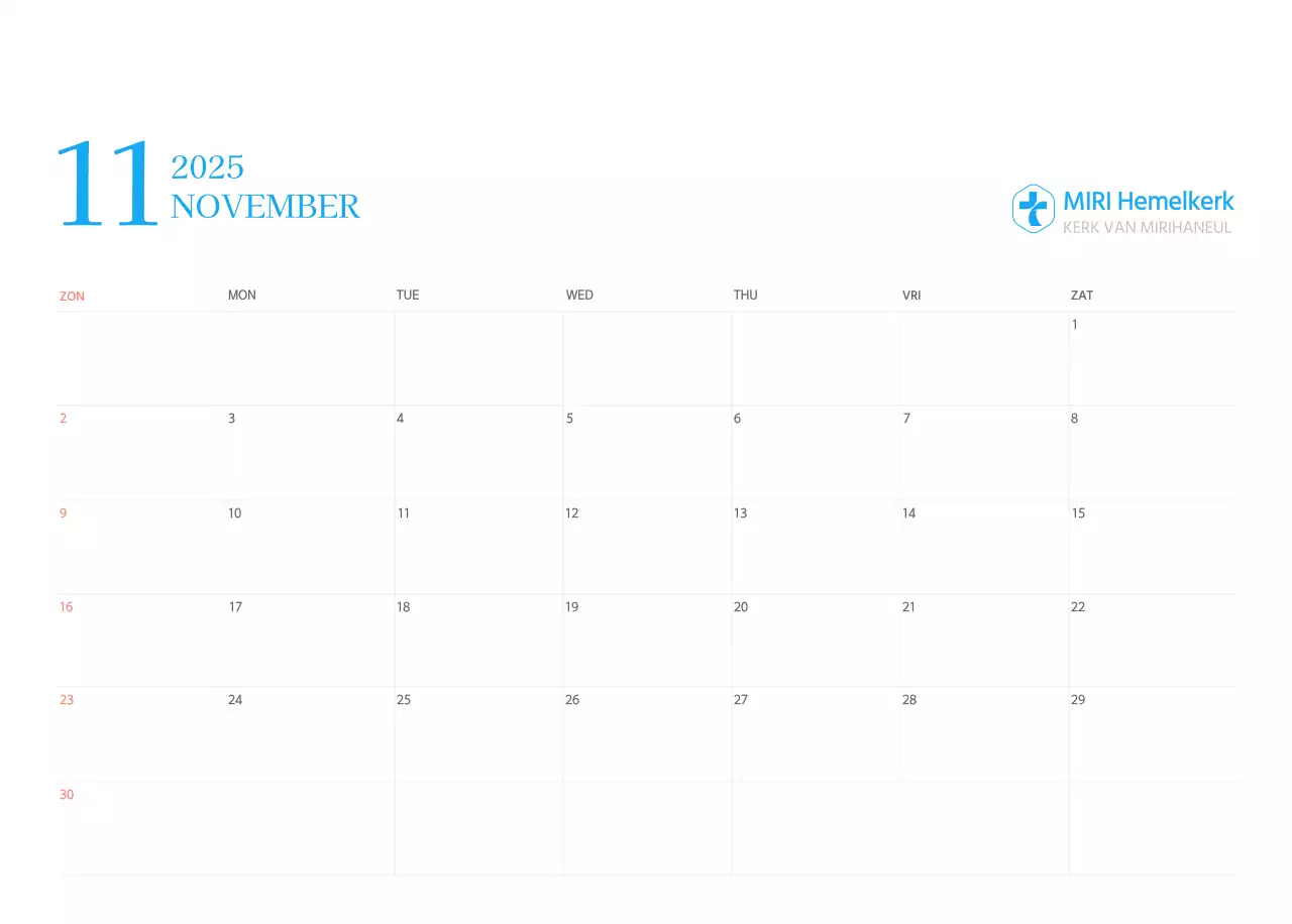 Blauw modern concept kerkkalender