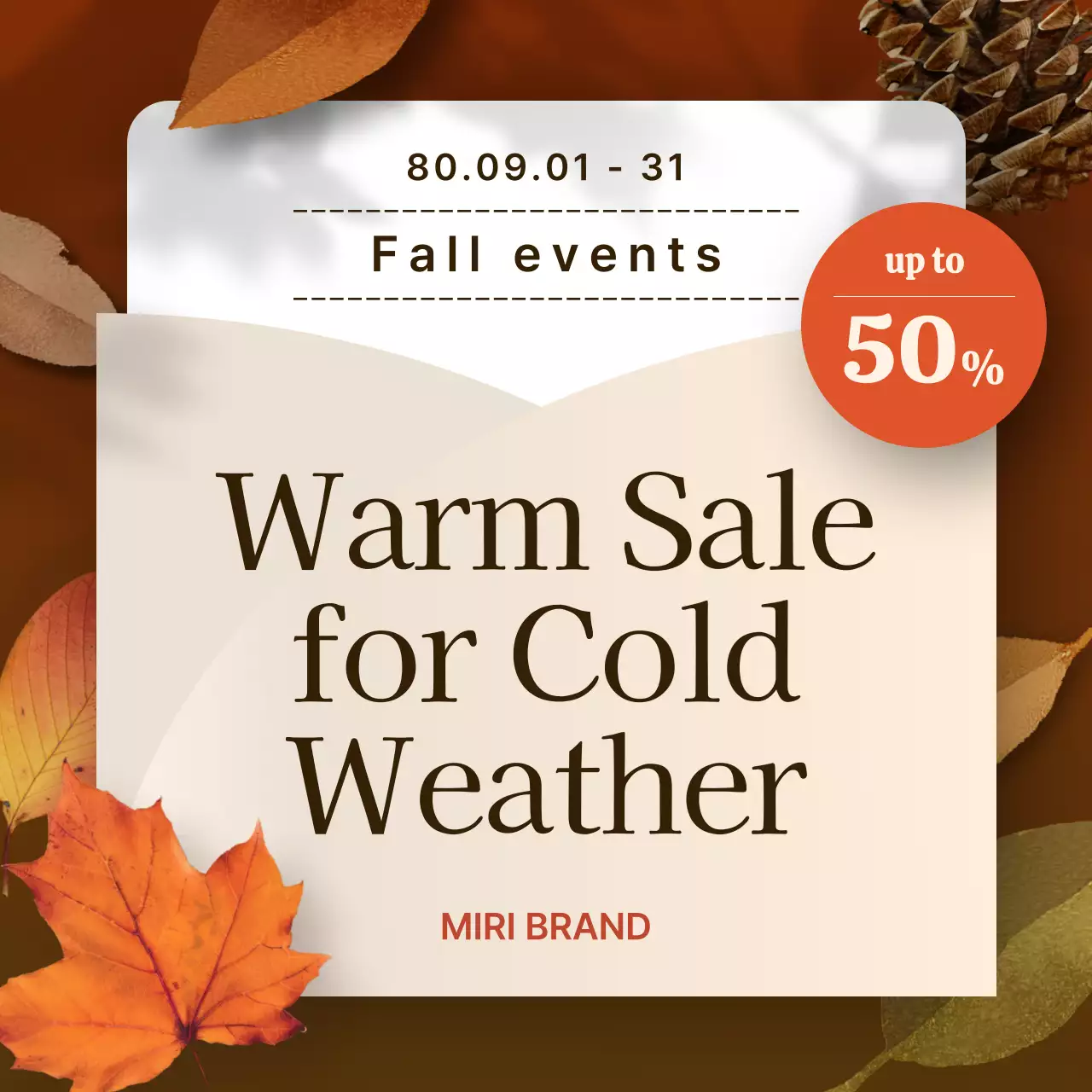 オレンジ シンプル セール ポスター Instagram カルーセル