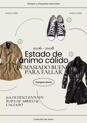 Moderno anuncio de ropa otoñal en marfil y negro