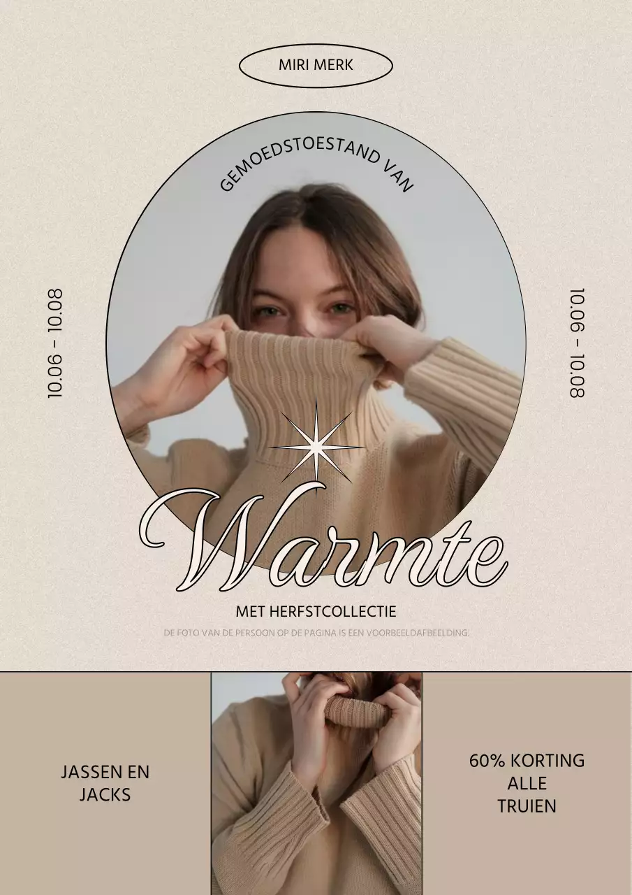 Promoot een eenvoudig herfstkledingmerk in beige en zwart