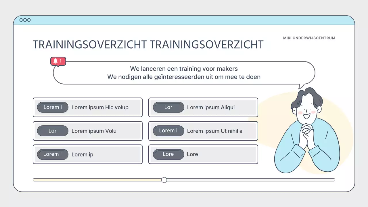 Eenvoudige witte en lichtblauwe trainingsgids voor makers