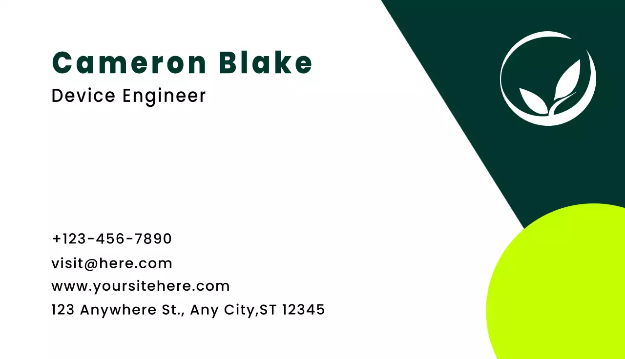 Green Minimal Business Card