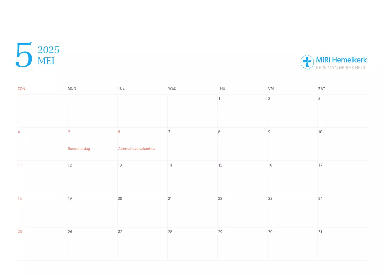 Blauw modern concept kerkkalender