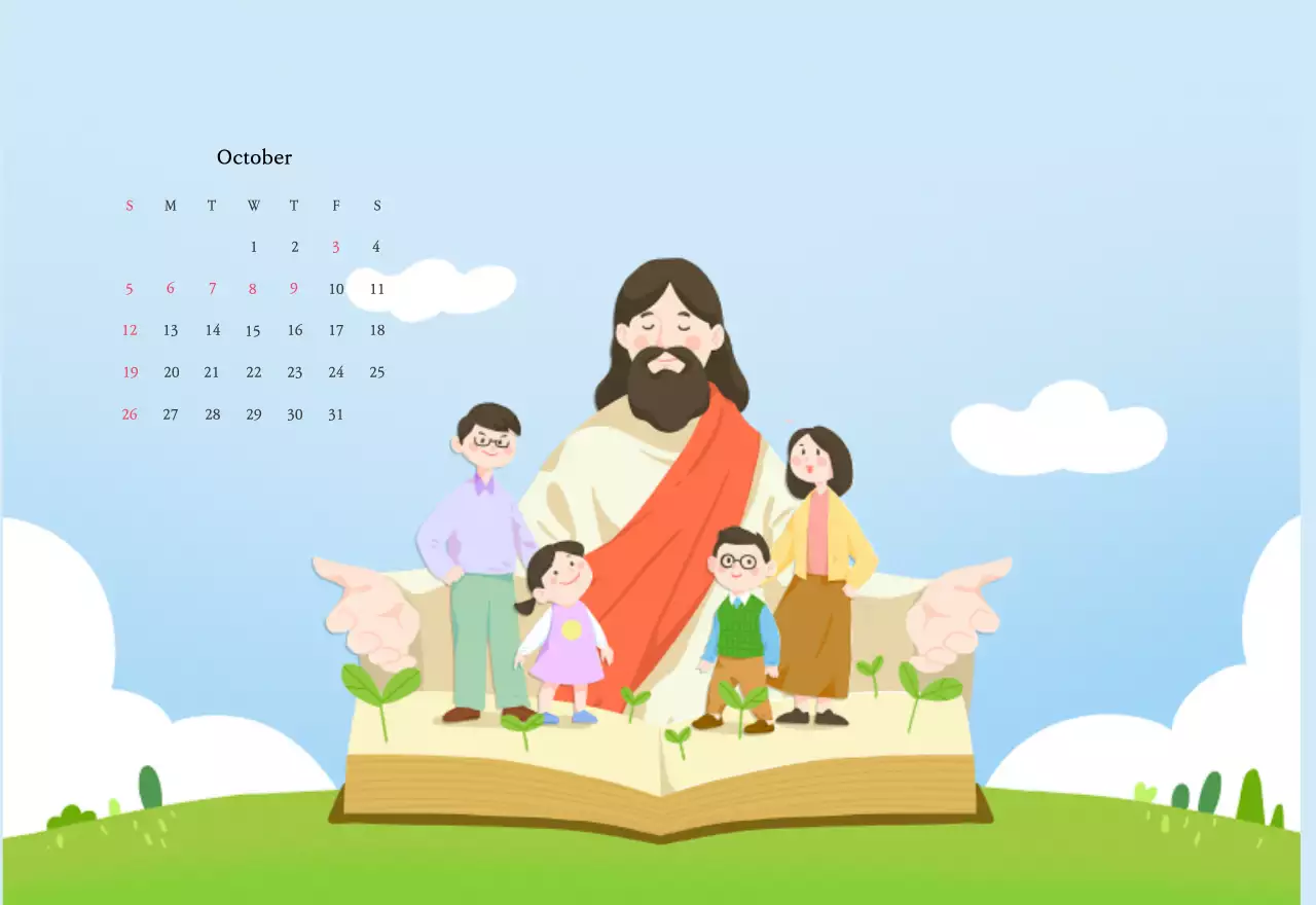 Warm colorsChurches with cute illustrations