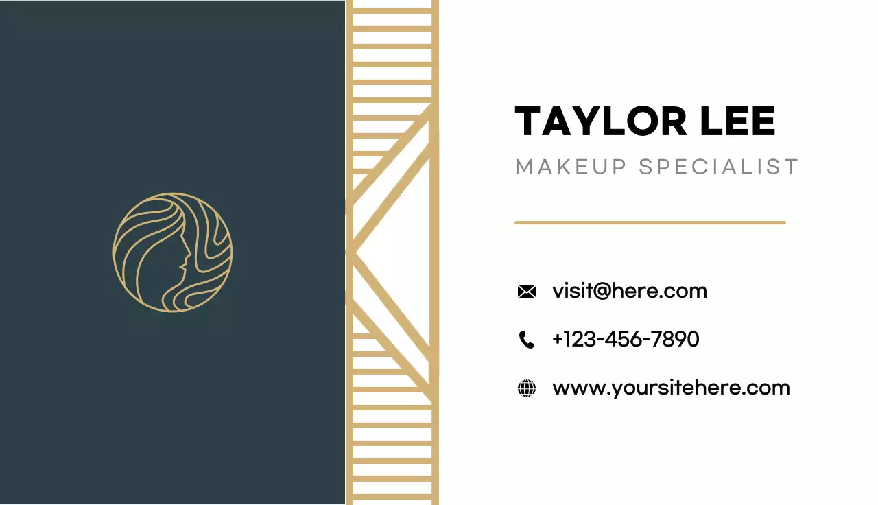 Navy Elegant Makeup Business Card