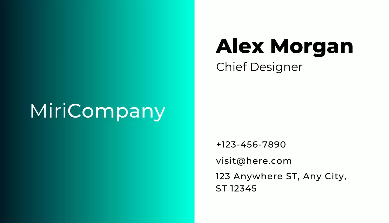 Teal Minimal Business Card