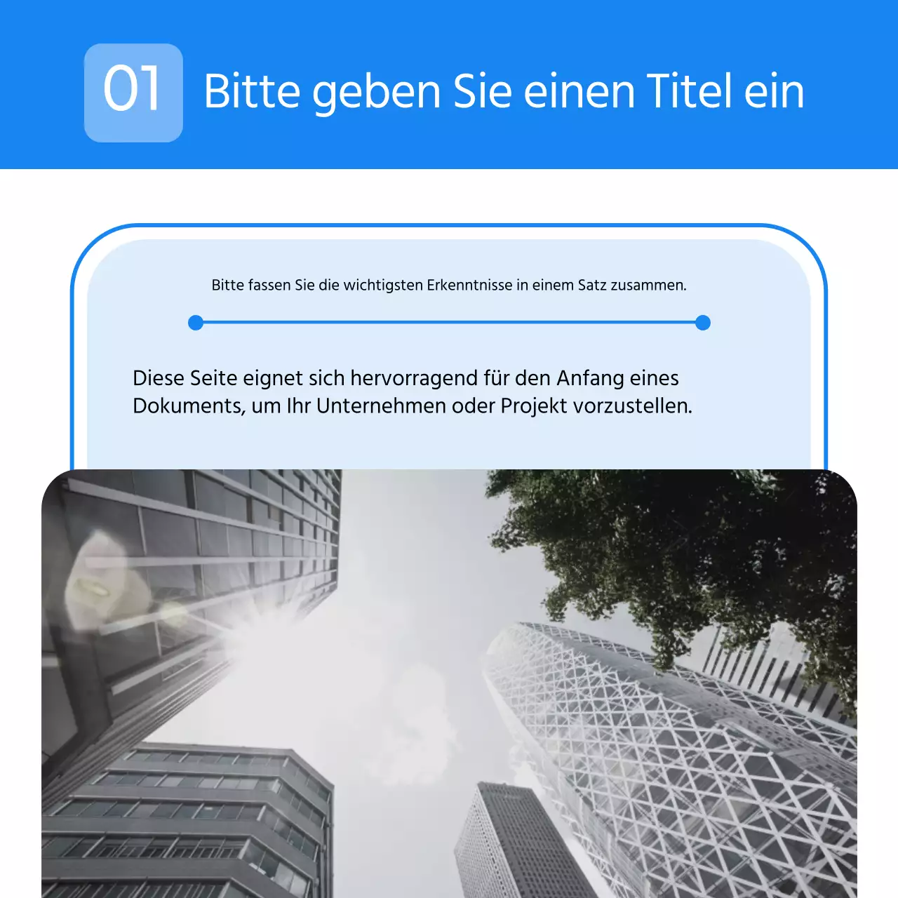 Ein einfacher Geschäftsbrief in Hellblau