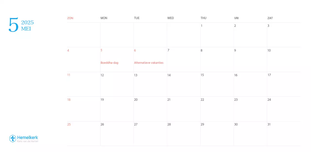 Blauw modern concept kerkkalender