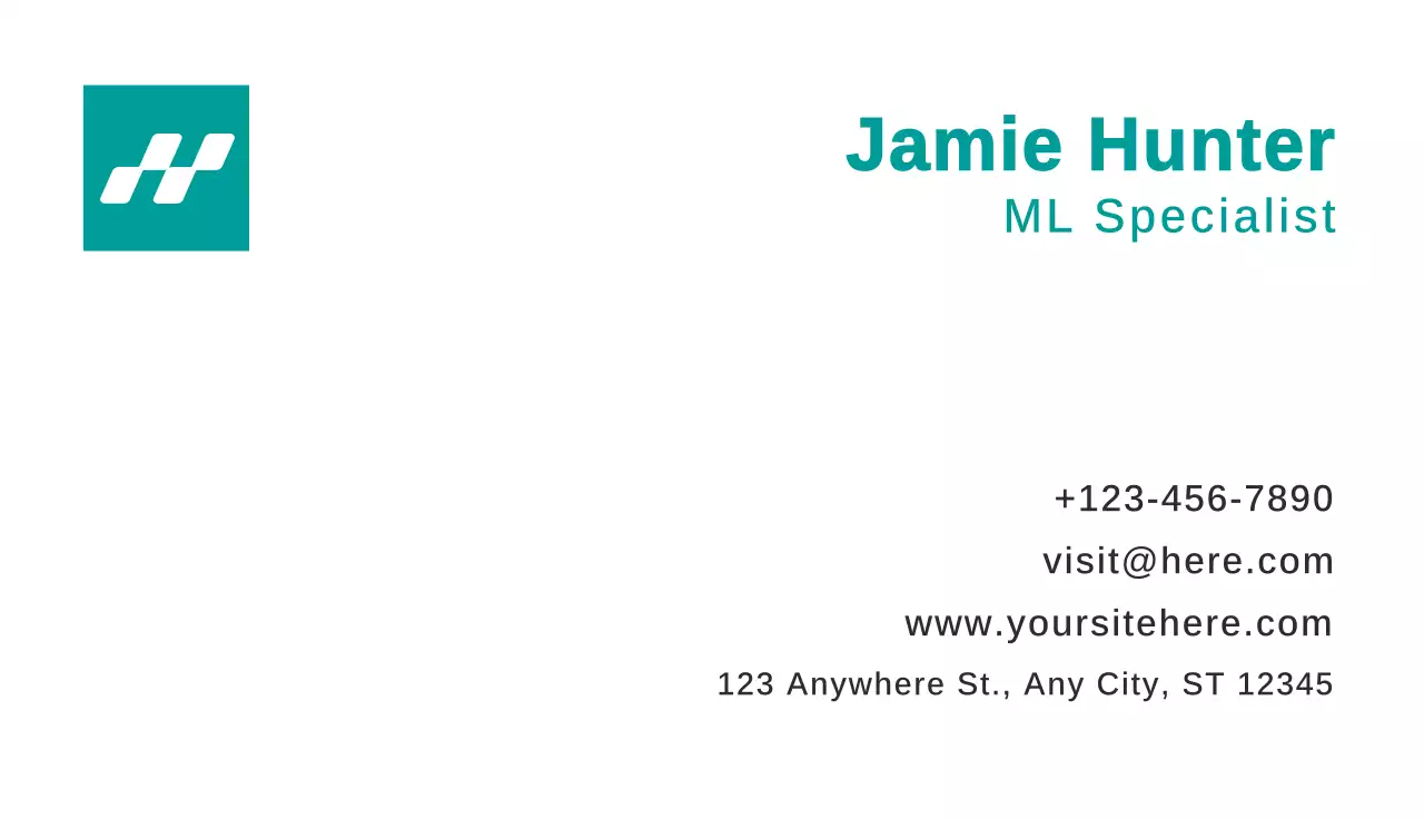 Teal Minimal Business Card
