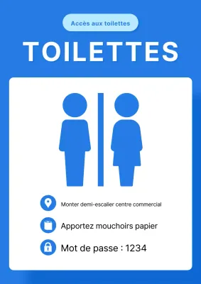 Un simple avis de toilettes bleu