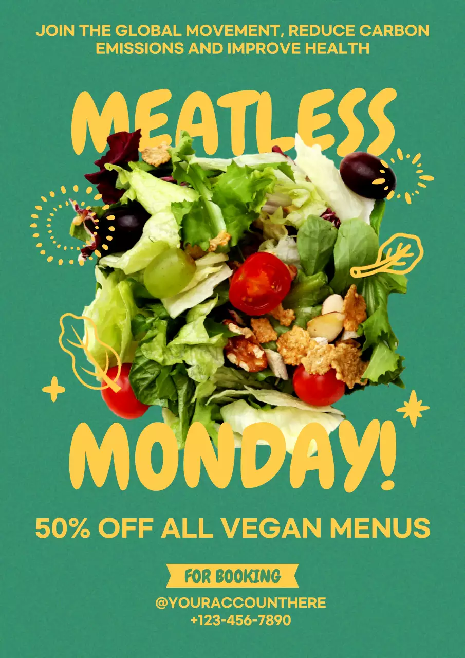 Green Trendy Vegan Promotion Poster