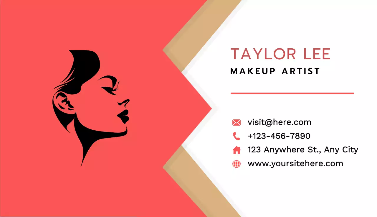 Coral Minimal Makeup Business Card