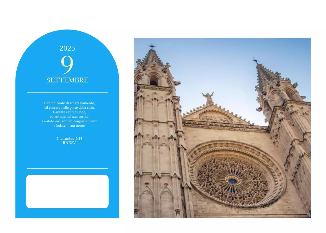 Calendario ecclesiastico blu di concezione moderna