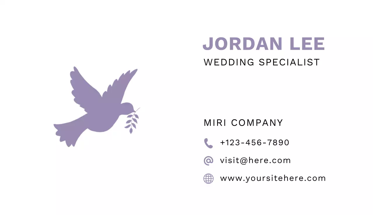 Purple Minimal Wedding Business Card