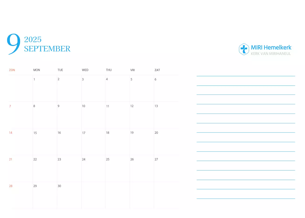 Blauw modern concept kerkkalender