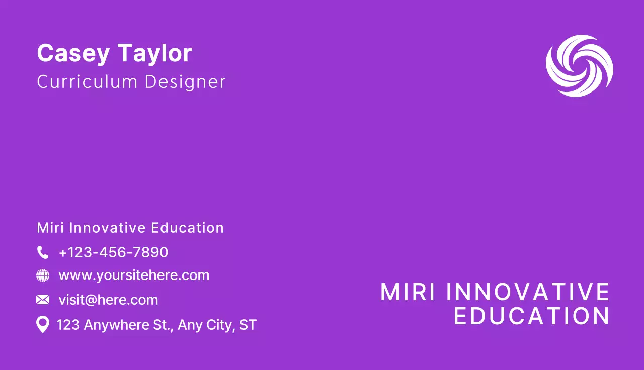 Purple Modern Education Business Card
