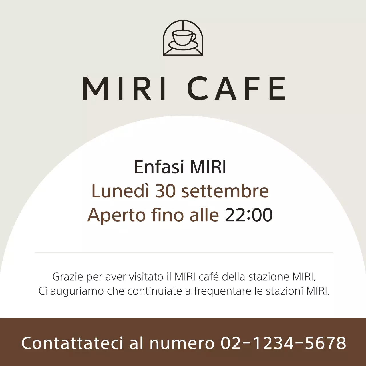 Un semplice avviso di chiusura di un caffè beige