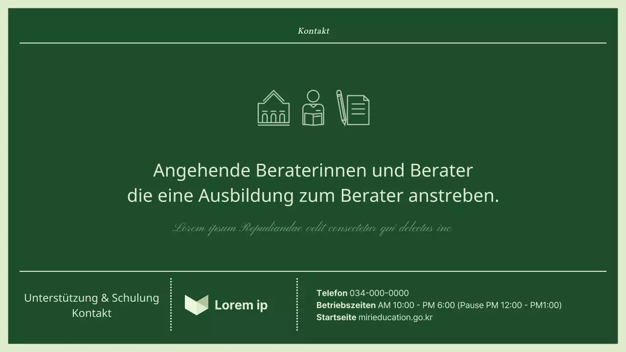 Einfache, grüne und minzige Schulungsmaterialien für Berater