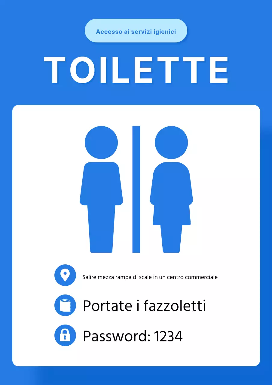 Un semplice avviso di toilette blu