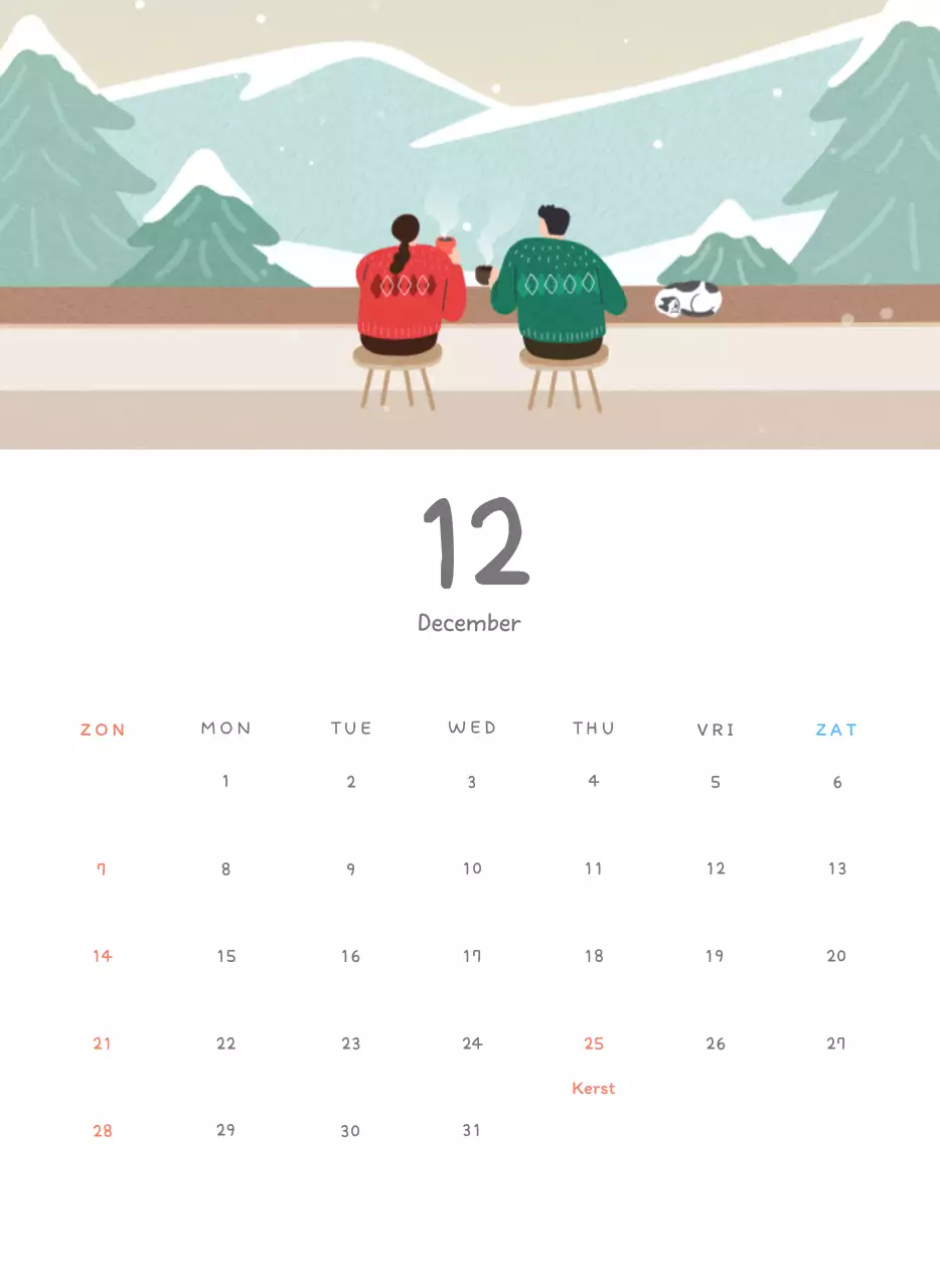 Schattige kalenders met schattige illustraties