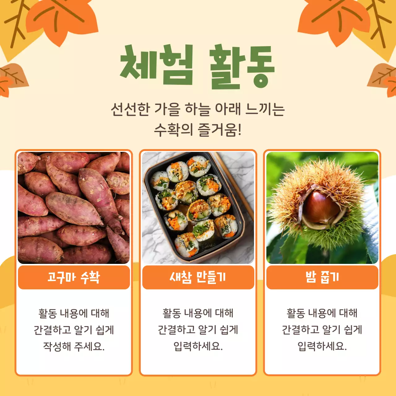 베이지 아기자기한 농업 체험