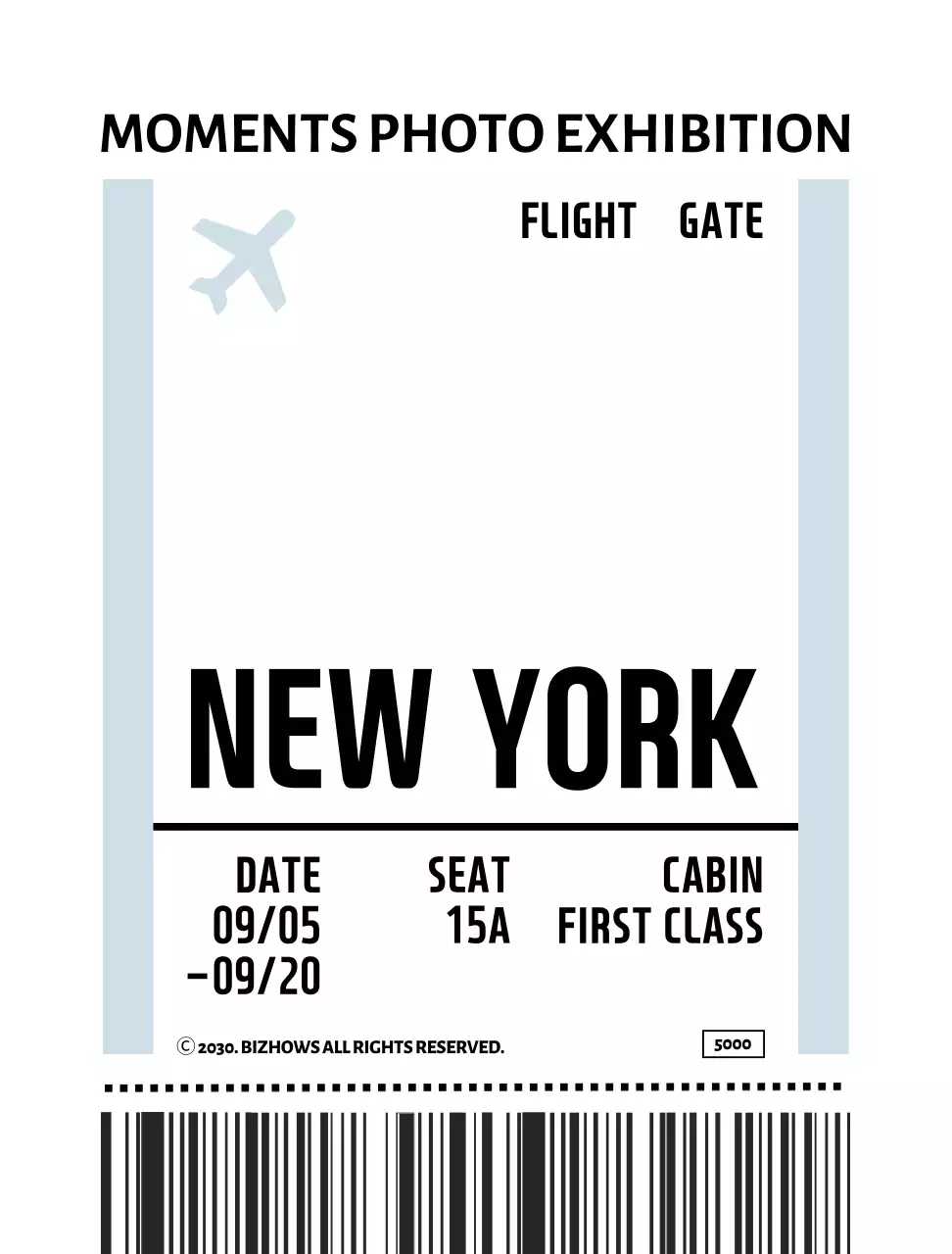 심플한 비행기 티켓 형태의 북마크 포장 배경지