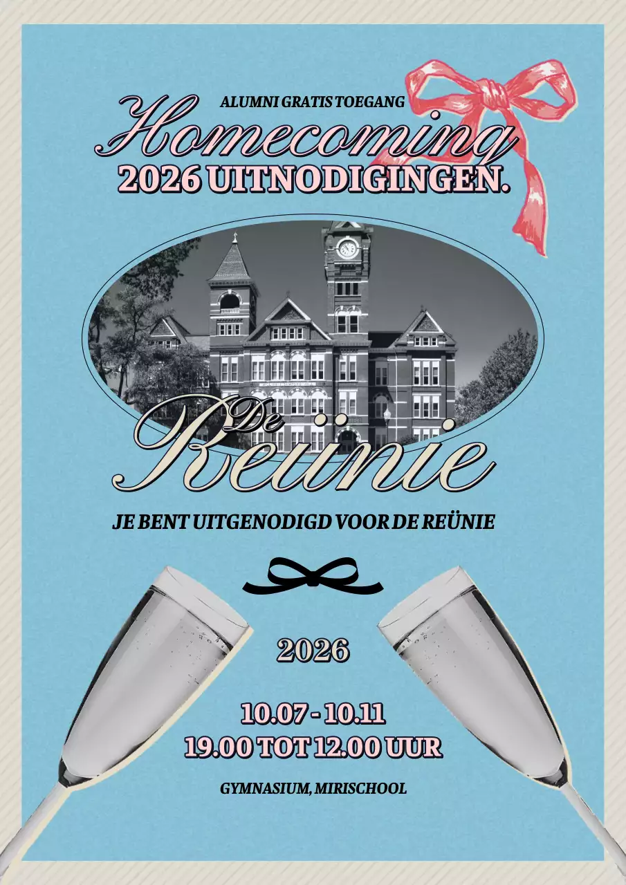 blauwe vintage aankondiging voor thuiskomst