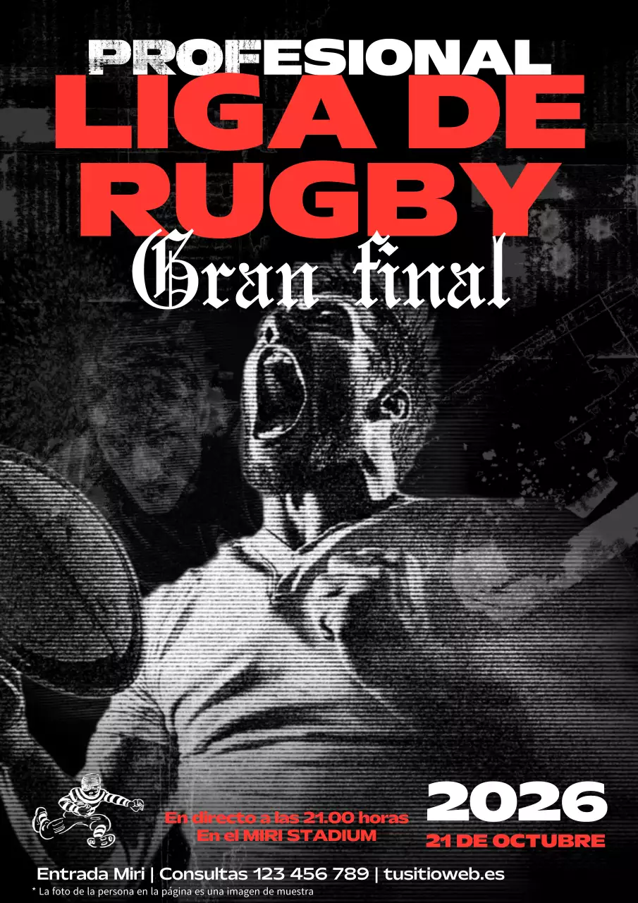 rojo y negro vintage partido de rugby profesional promoción