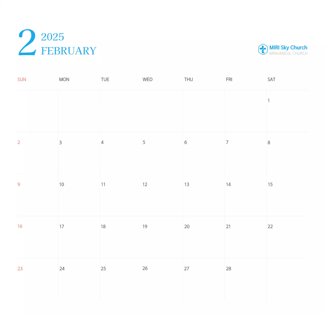 Lịch nhà thờ khái niệm hiện đại màu xanh