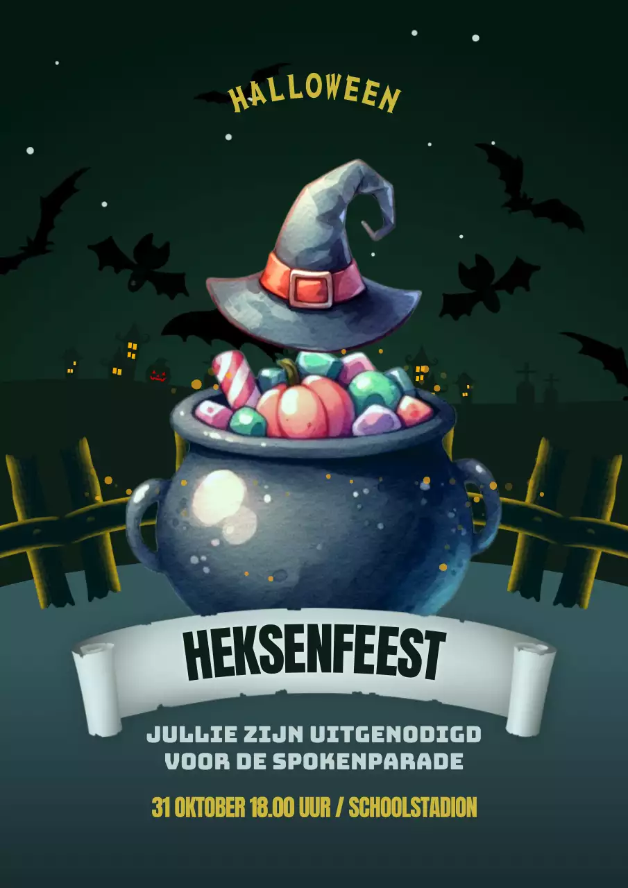 Promoot je Halloweenfeest met zwarte en grijze accenten