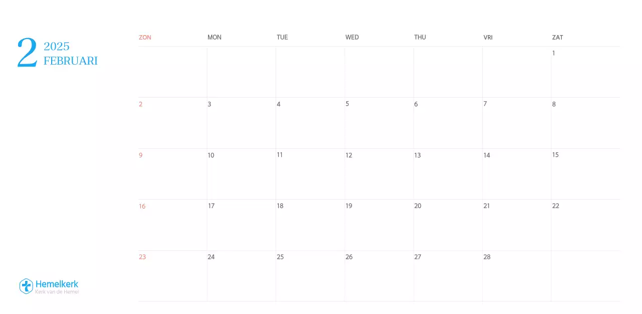 Blauw modern concept kerkkalender