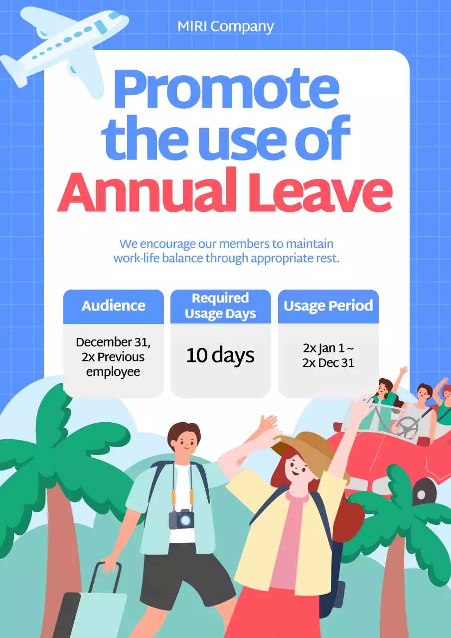 Blue Modern Vacation Announcement Poster